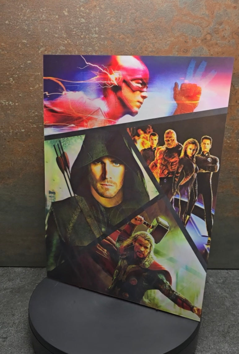 DC & Marvel Superhero Montage - 3D Lentikularbild mit 3 Motiven