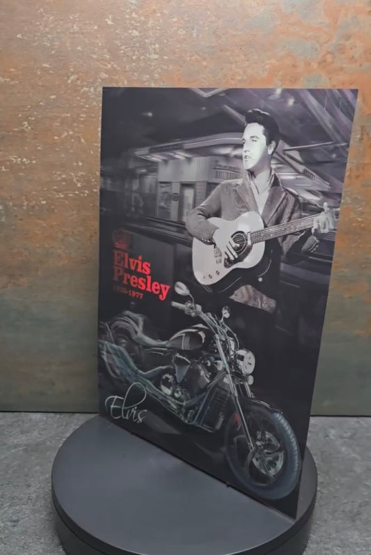 Elvis Presley Harley Davidson - 3D Lentikularbild mit 3 Motiven