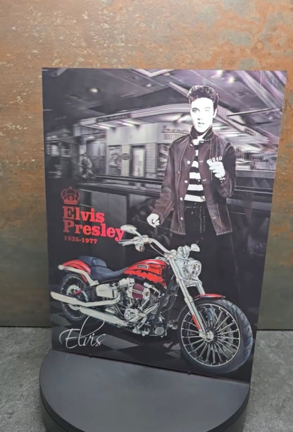 Elvis Presley Harley Davidson - 3D Lentikularbild mit 3 Motiven