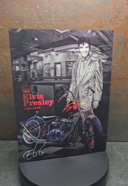 Elvis Presley Harley Davidson - 3D Lentikularbild mit 3 Motiven