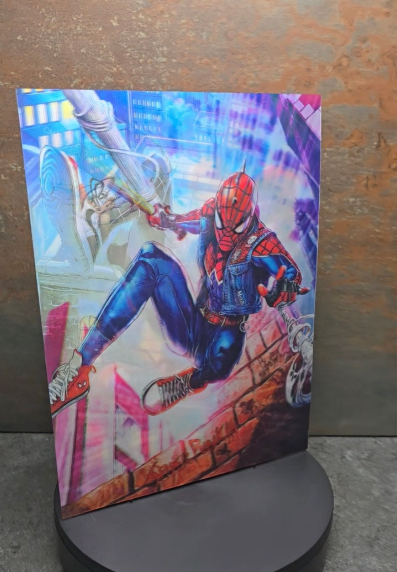 Spider-Man & Spider-Gwen Action Scenes - 3D Lentikularbild mit 3 Motiven