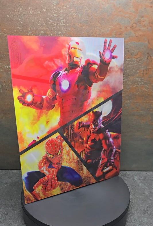 DC & Marvel Superhero Montage - 3D Lentikularbild mit 3 Motiven