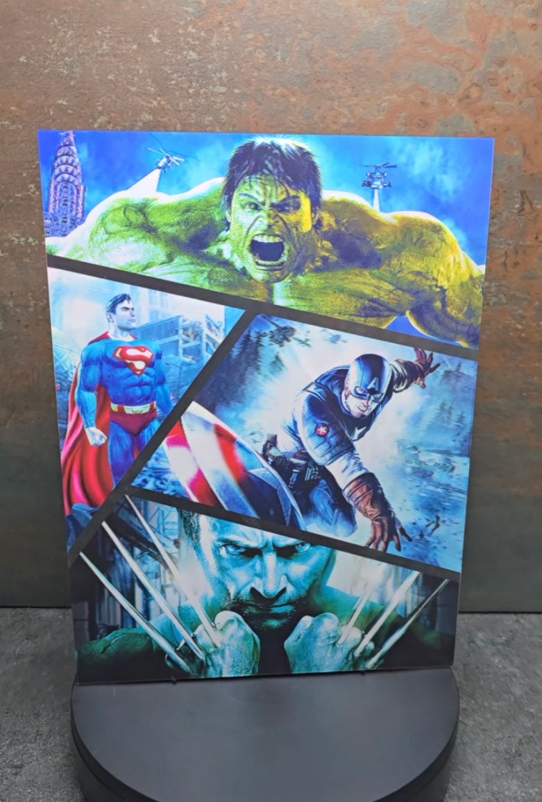 DC & Marvel Superhero Montage - 3D Lentikularbild mit 3 Motiven