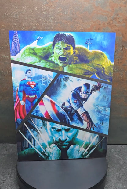 DC & Marvel Superhero Montage - 3D Lentikularbild mit 3 Motiven