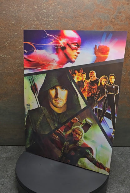 DC & Marvel Superhero Montage - 3D Lentikularbild mit 3 Motiven