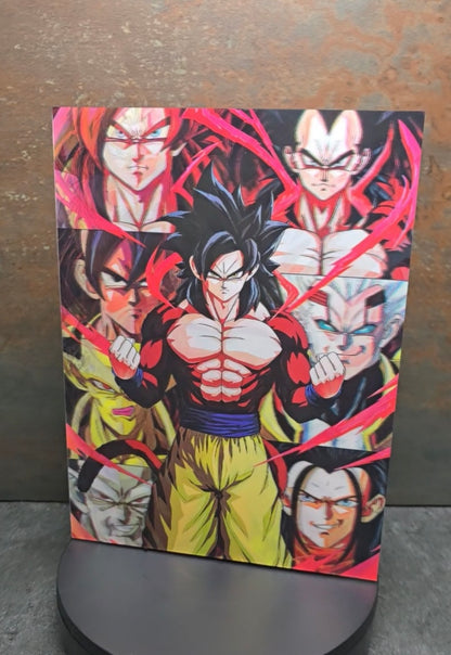 Dragon Ball Goku Transformationen - 3D Lentikularbild mit 3 Motiven