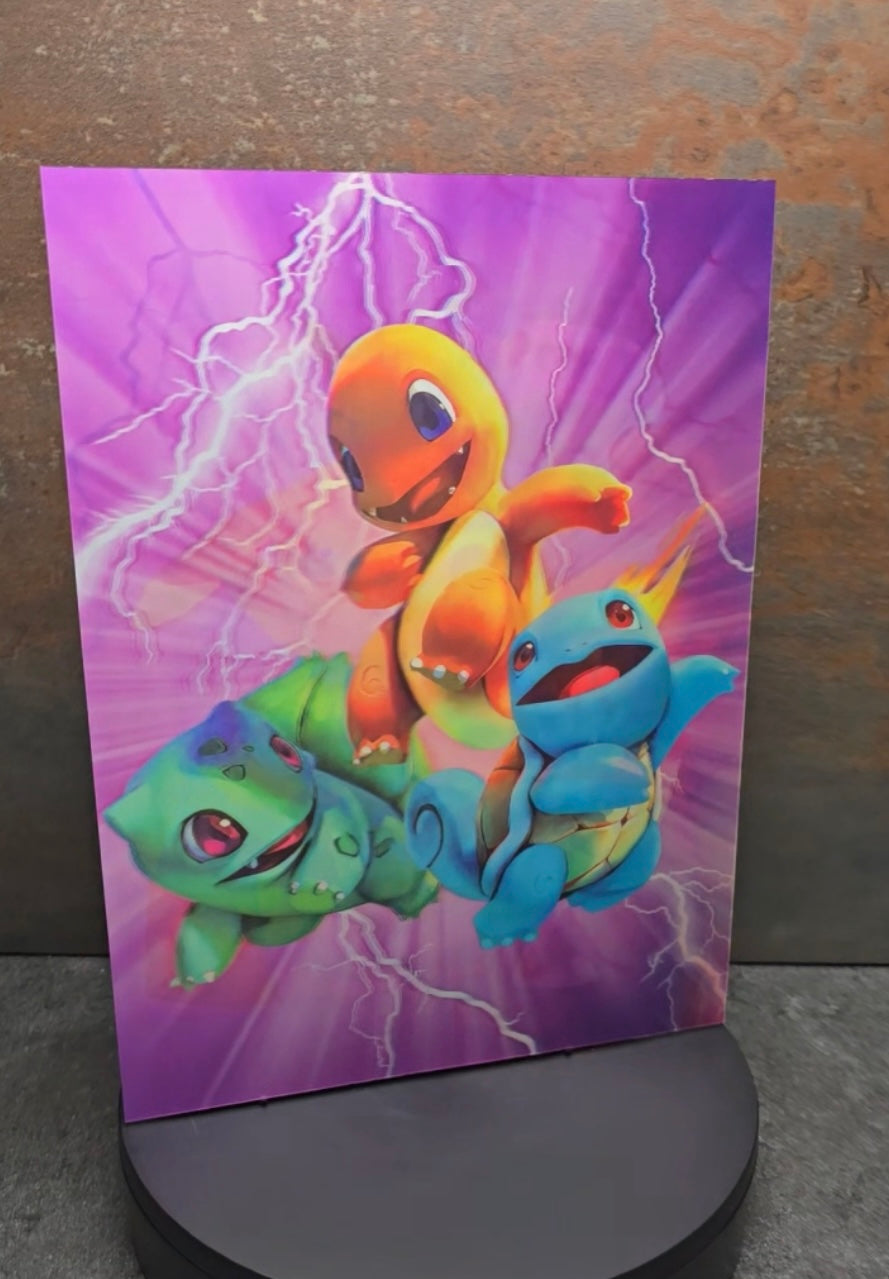 Pokémon Starter - 3D Lentikularbild mit 3 Motiven