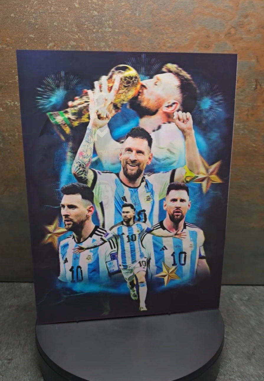 Lionel Messi Weltmeister Montage - 3D Lentikularbild mit 3 Motiven