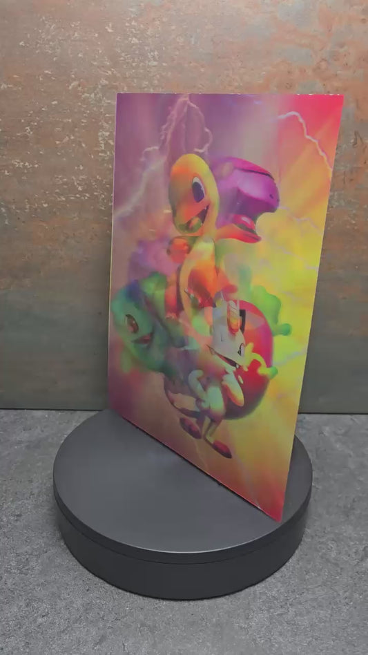 Pokémon Starter - 3D Lentikularbild mit 3 Motiven